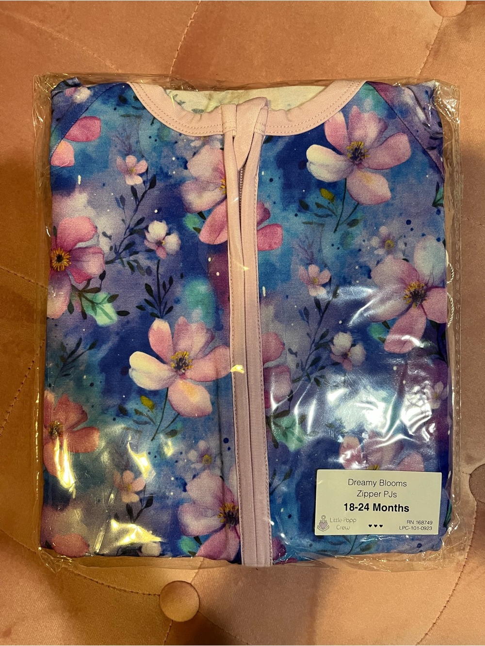 Little Popp Crew Bamboo Pink Floral Zippy Pajamas - 18-24 Months